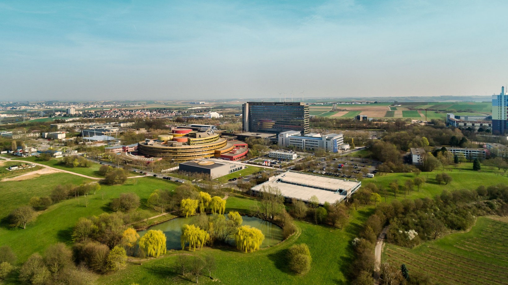 Luftbild ZDF-Sendezentrum in Mainz-Lerchenberg